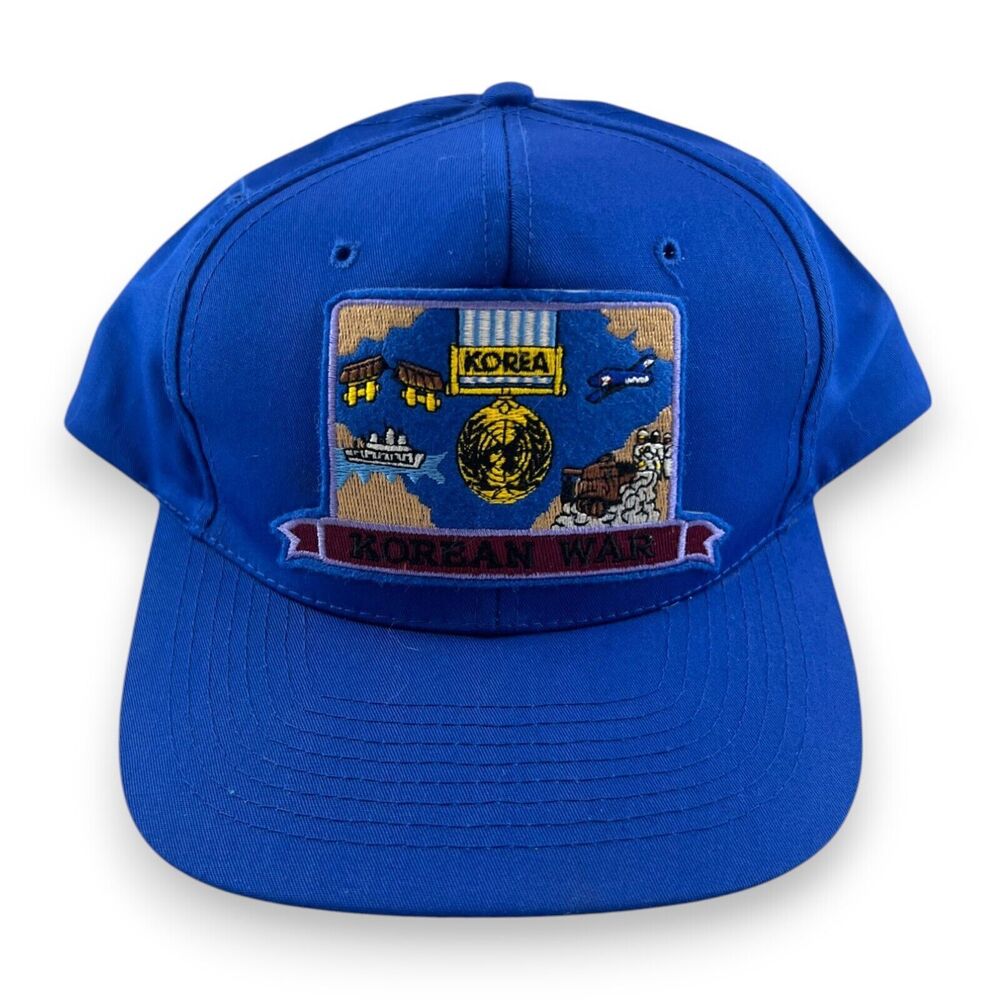 Vintage Korean War Nissun Cap Snapback Hat Cap Korea Veteran Vet Men Women Blue